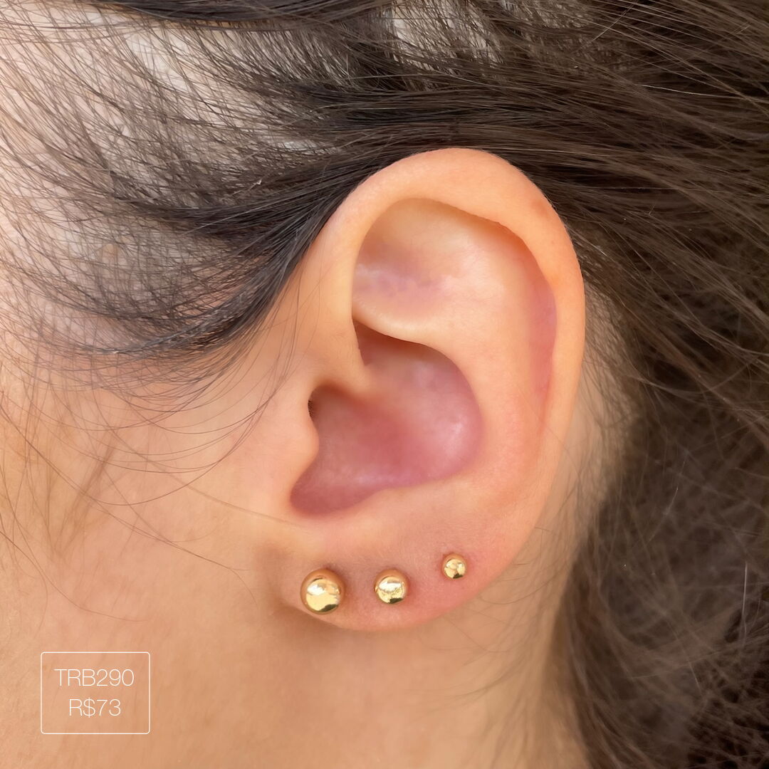 Trio de Bolinhas Liso Dourado